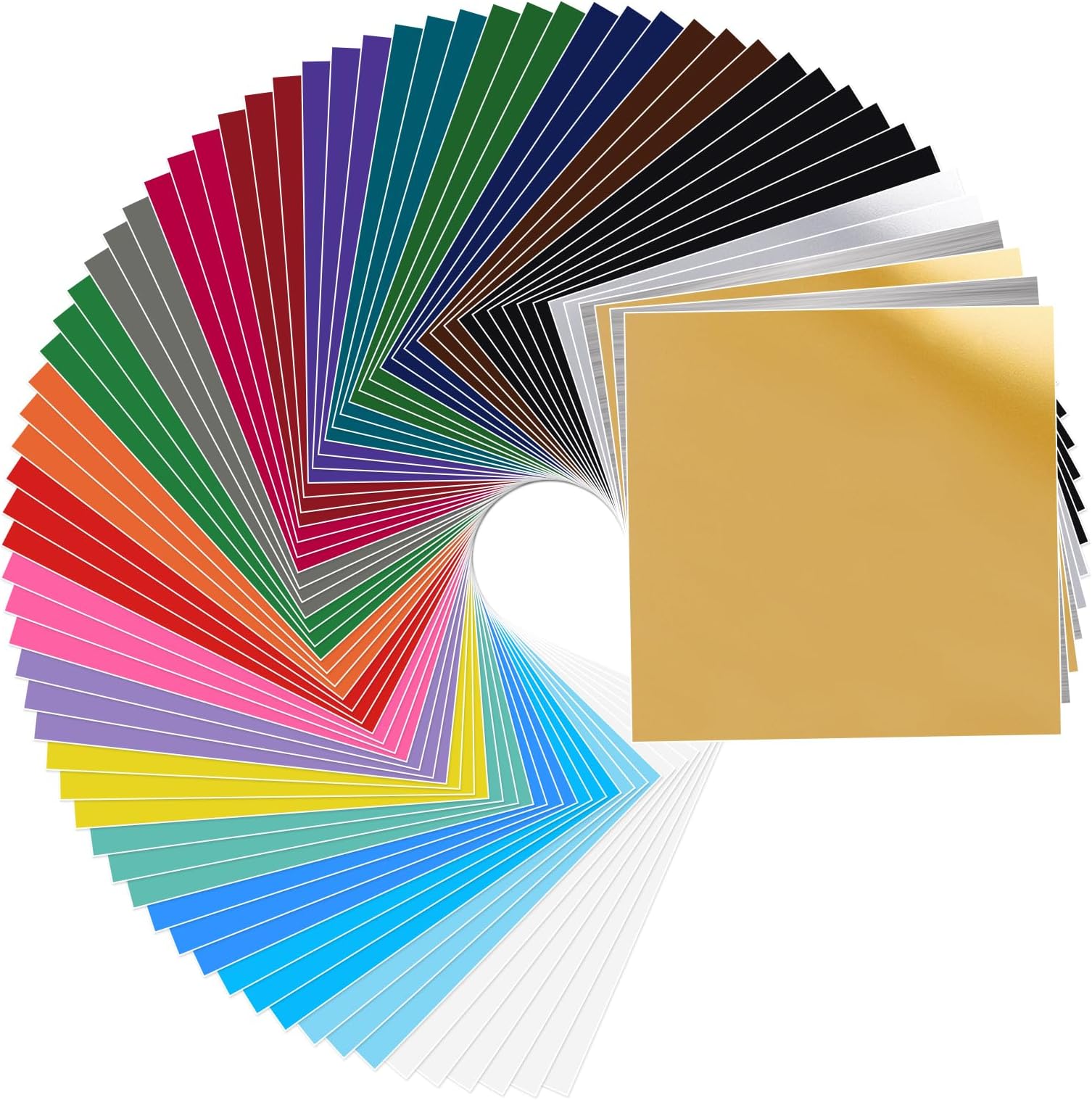 Permanent Vinyl, 72 Pack Permanent Adhesive Vinyl Sheets (12”x 12”) for Silhouette Cameo and Any Craft Machine Cutters.