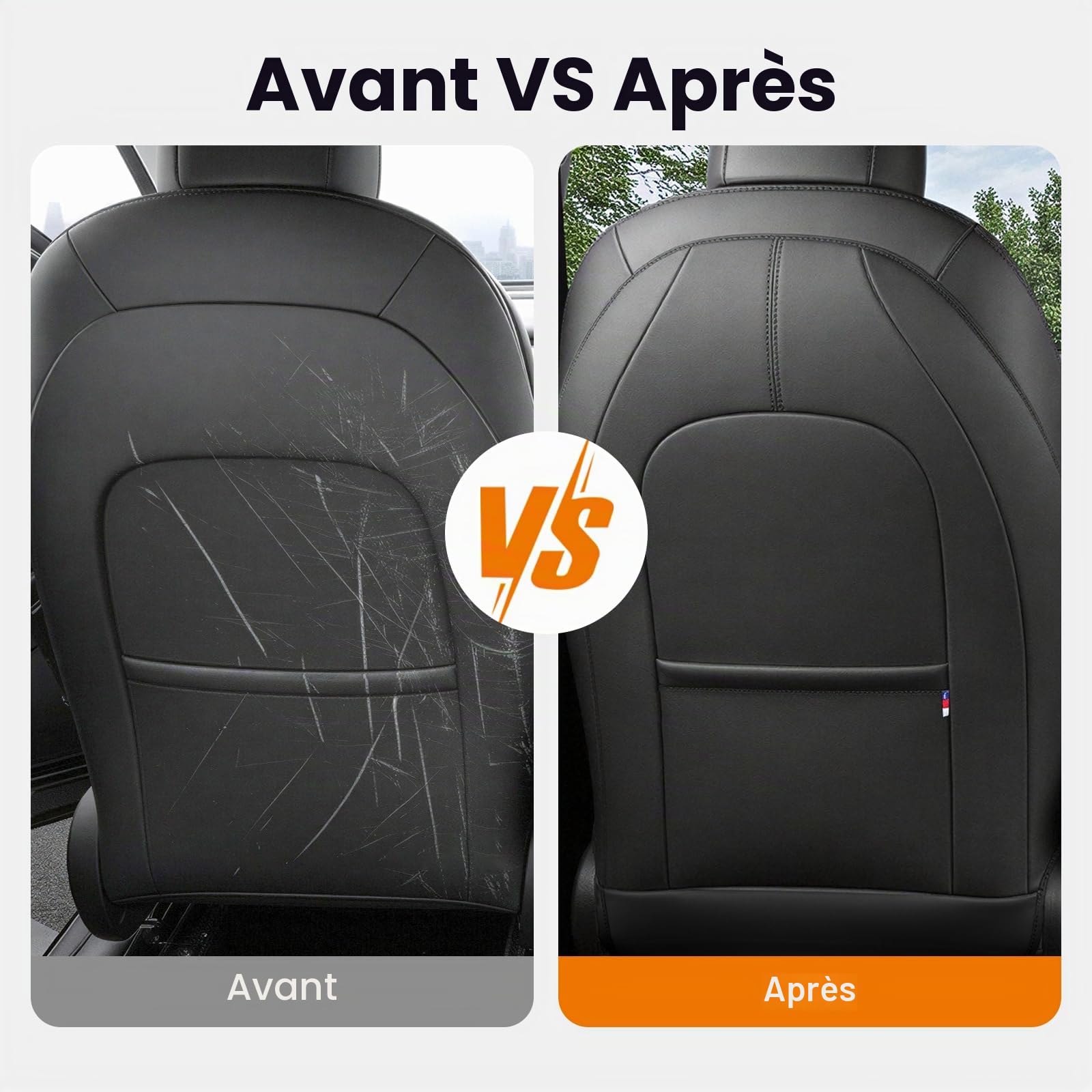 Viaviat Protège-repose-pieds pour siège Conçu pour accessoires Tesla Model Y/3/X/S (Inclus Modèle Y 2025 & Modèle 3 Highland 2024-2025) - Housse de siège arrière imperméable et anti-rayures, Lot de 2