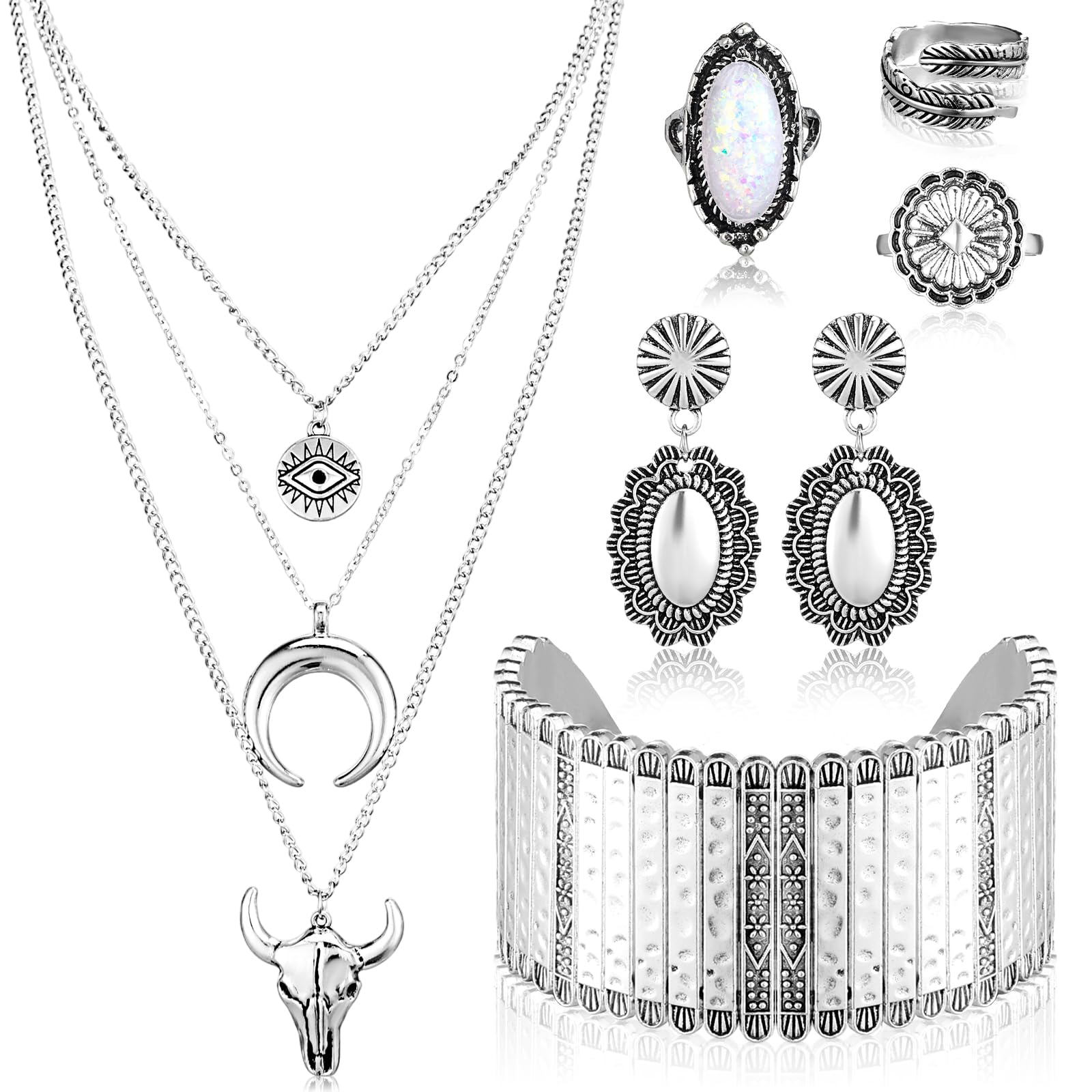 Ecally Western Turquoise Jewelry Set for Women