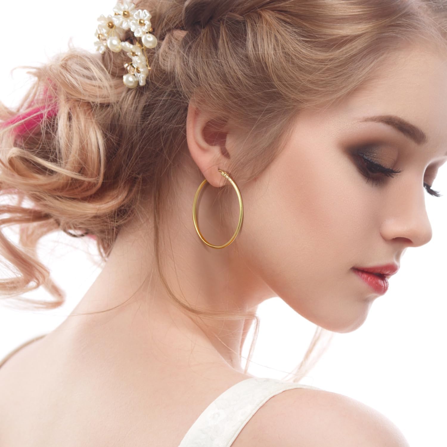 14K Gold Hoop Earrings Hypoallergenic Big Earring for Women Huge Earring for Women Lightweight Large Diameter Design Large Gold Hoop Earrings 40mm