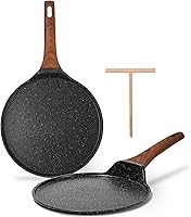 Vista 10 de ESLITE LIFE Sartén para crepas de 9.5 pulgadas con esparcidor, sartén Dosa con revestimiento de granito antiadherente, sartén Roti Tawa Comal