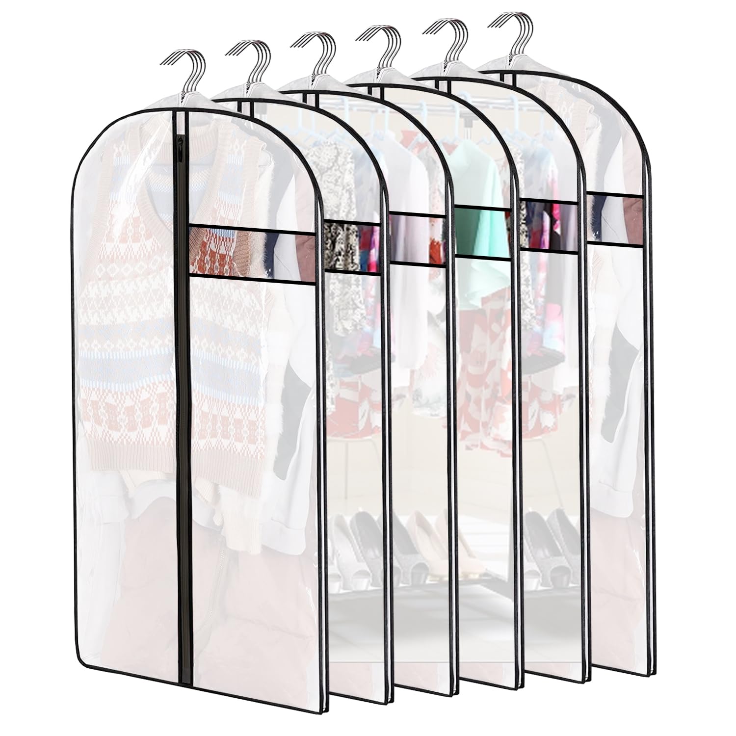 Clothes Cover Bags for Storage Hanging Garment Covers with Zipper, Dustproof & Moth Proof