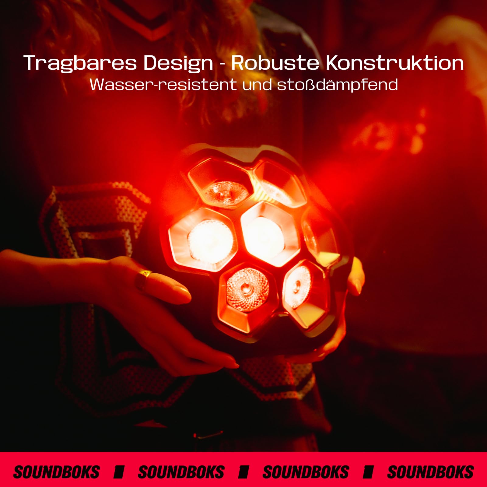 SOUNDBOKS Lightboks Tragbares Partylicht, Kompatibel mit allen Lautsprechern, Musikgesteuertes Licht Audio-reaktiv mit App-Steuerung, IP65 Wasserdicht, TeamUp-Verbindung Ideal für Outdoor & Events.