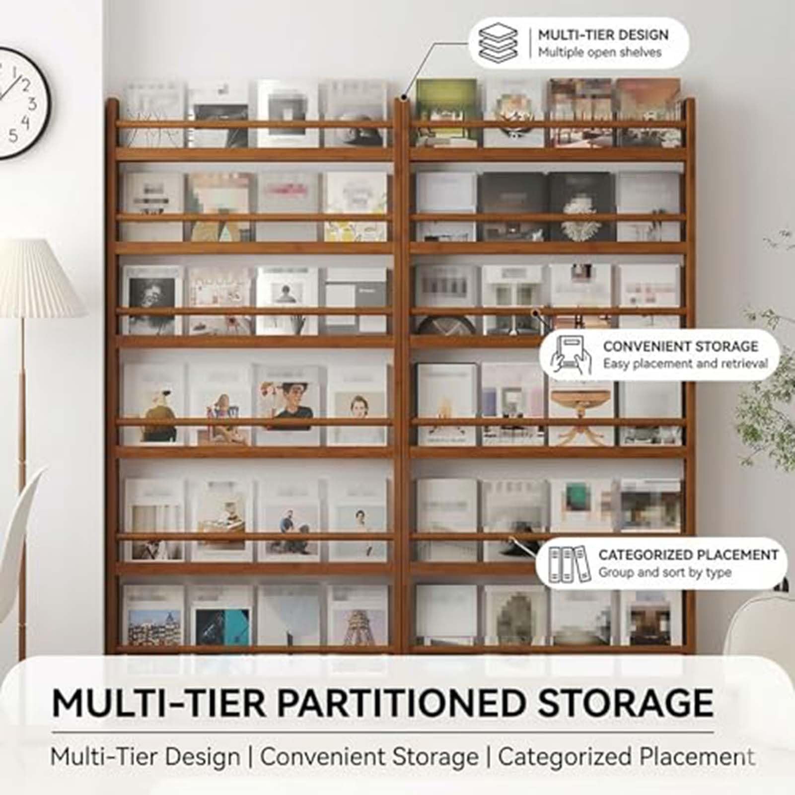 Portariviste Da Terra, Espositore Per Brochure In Legno Massello, Design Verticale Salvaspazio, Porta Riviste Per Soggiorno, Ufficio, Mostre(19.6x3.9x68.5in)