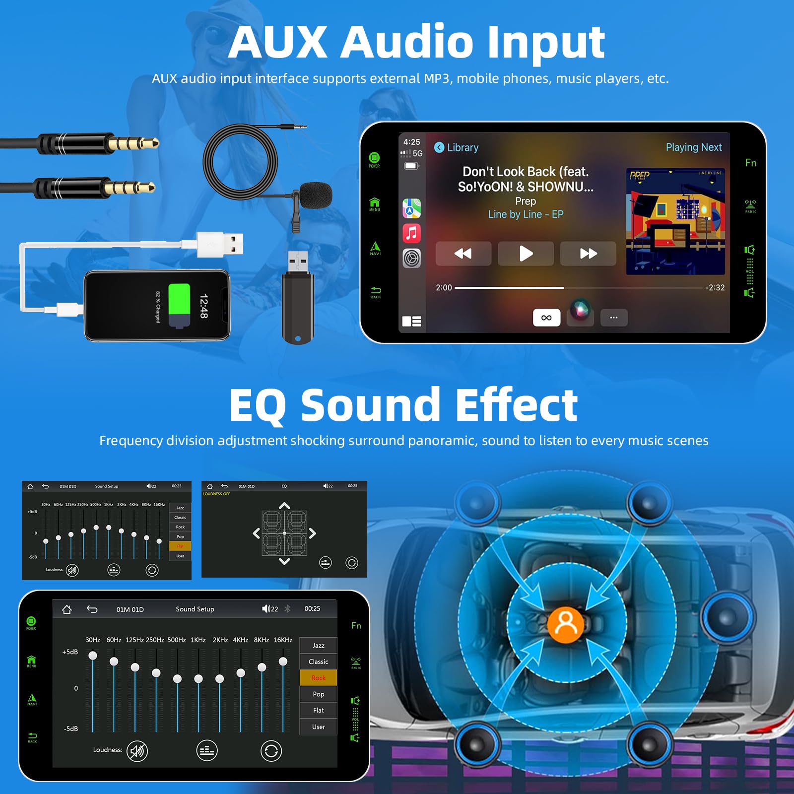 Podofo Autoradio mit Wireless A-pple CarPlay/Android Auto, Bluetooth 5.0 Drehbarer 1 DIN 9'' HD Touchscreen mit Handyhalter/Mirror Link/GPS/SWC/EQ/FM/RDS/TF/USB/Telefonhalter + Mikrofon + Rückkamera