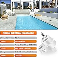 Vista 7 de Kit de fusible térmico para calentador de piscina, 305.6 °F compatible con 005899F Raypak Zodiac R0012200 206A, 266A, 336A, 406A calentador digital