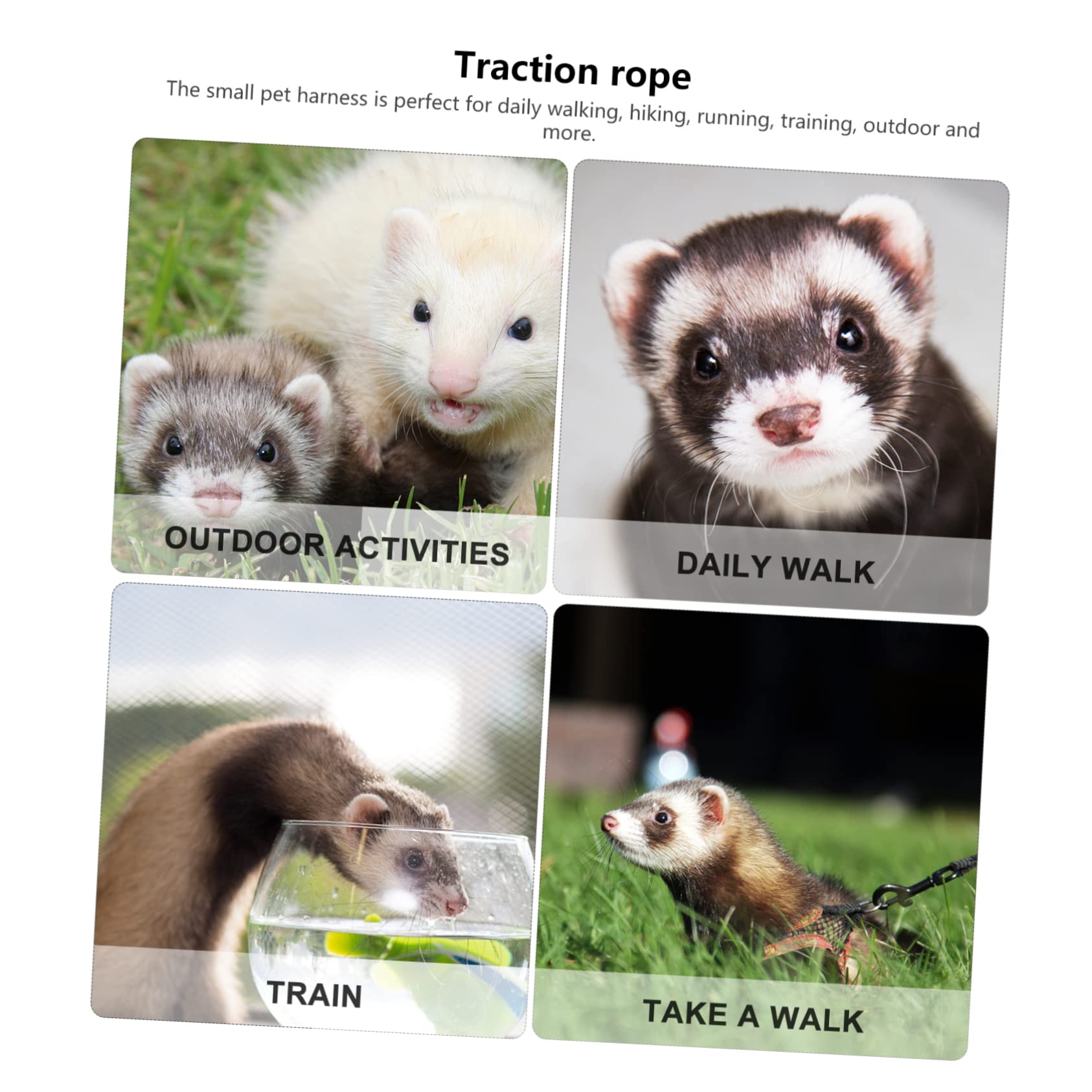 BESPORTBLE 3sätze Kleine Haustiere Verstellbares Geschirr Und Leine Für Frettchen Meerschweinchen Und Kaninchen Atmungsaktives Design Gleichmäßige Druckverteilung Schützendes Material