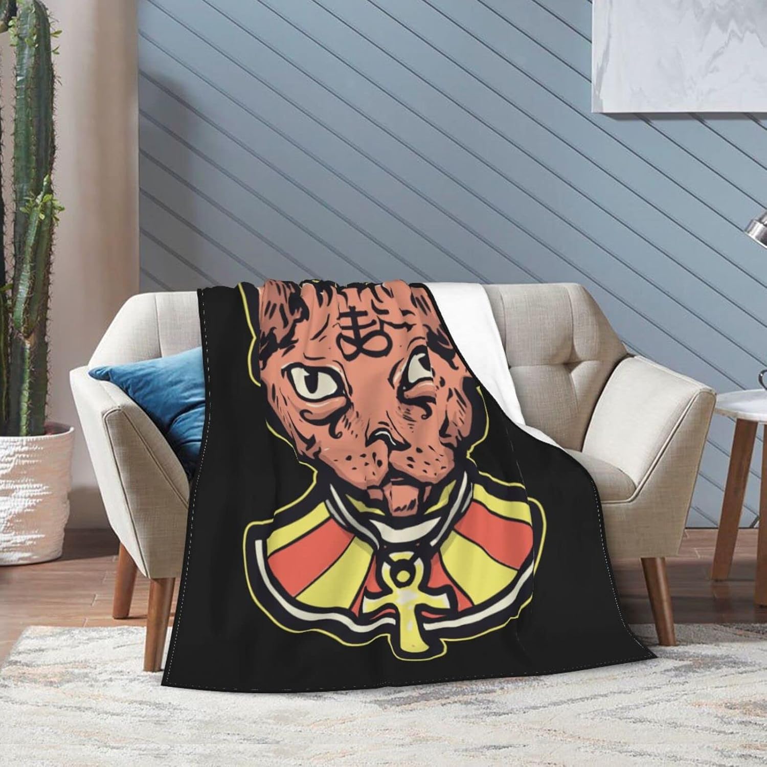 Hairless Cat Throw Blanket 60"x50" Super Soft Flannel Blanket Fuzzy Cozy Blanket