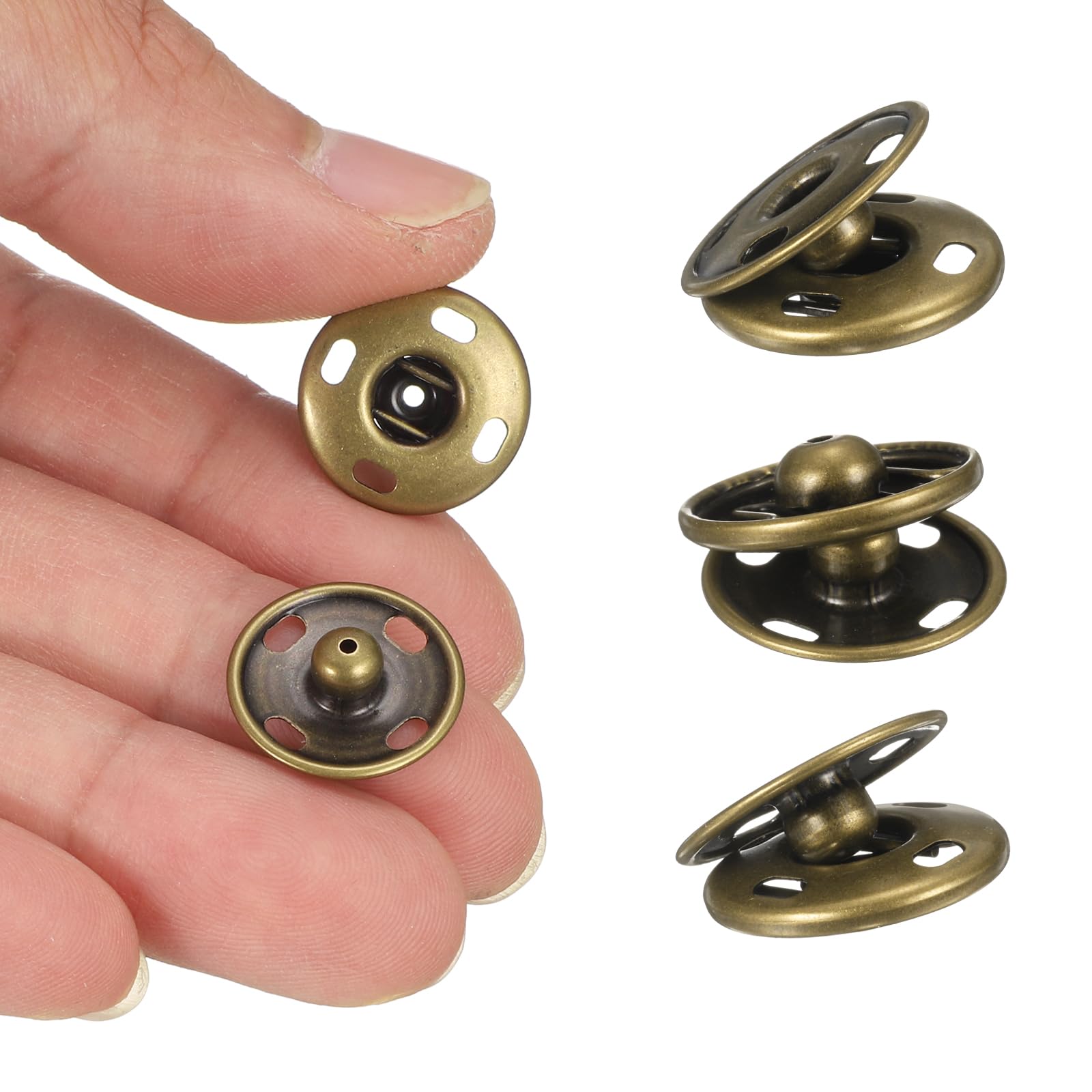 HARFINGTON Juego de 12 botones a presión de metal de 21 mm para coser a presión para cierre de bolso, bolso, ropa, costura, manualidades, bronce