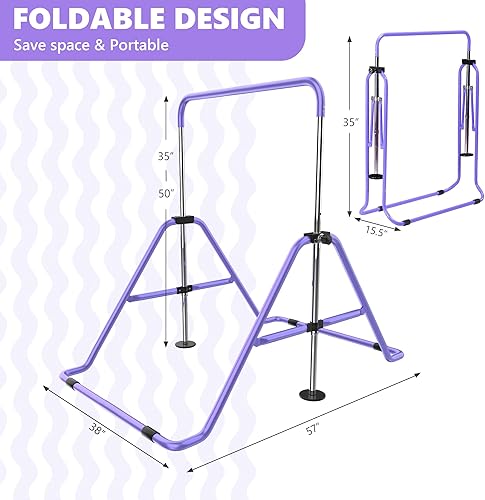 Miniatura 9 de HYD-Parts Barra de gimnasia para niños, barra de entrenamiento junior, barras horizontales ajustables en altura, barras de gimnasia plegables para