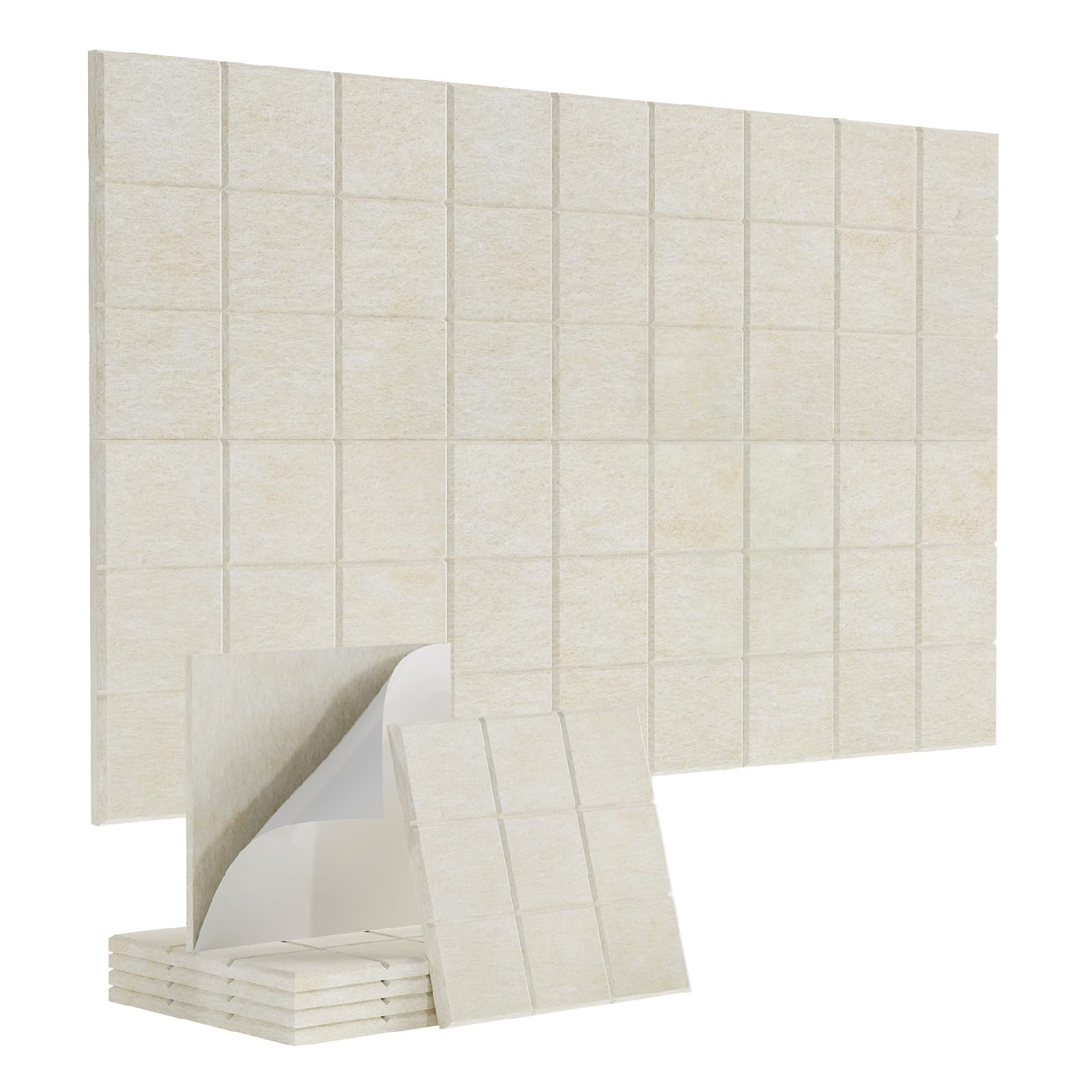 Uoisaiko 90 x 60cm Large Felt Pin Board for Walls, 6 Pack DIY Bulletin Board Tiles, 0.9cm Thick Cork Board Alternative with 30 Push Pins, Acoustic Vision Board for Office, School & Home Decor, Oatmeal