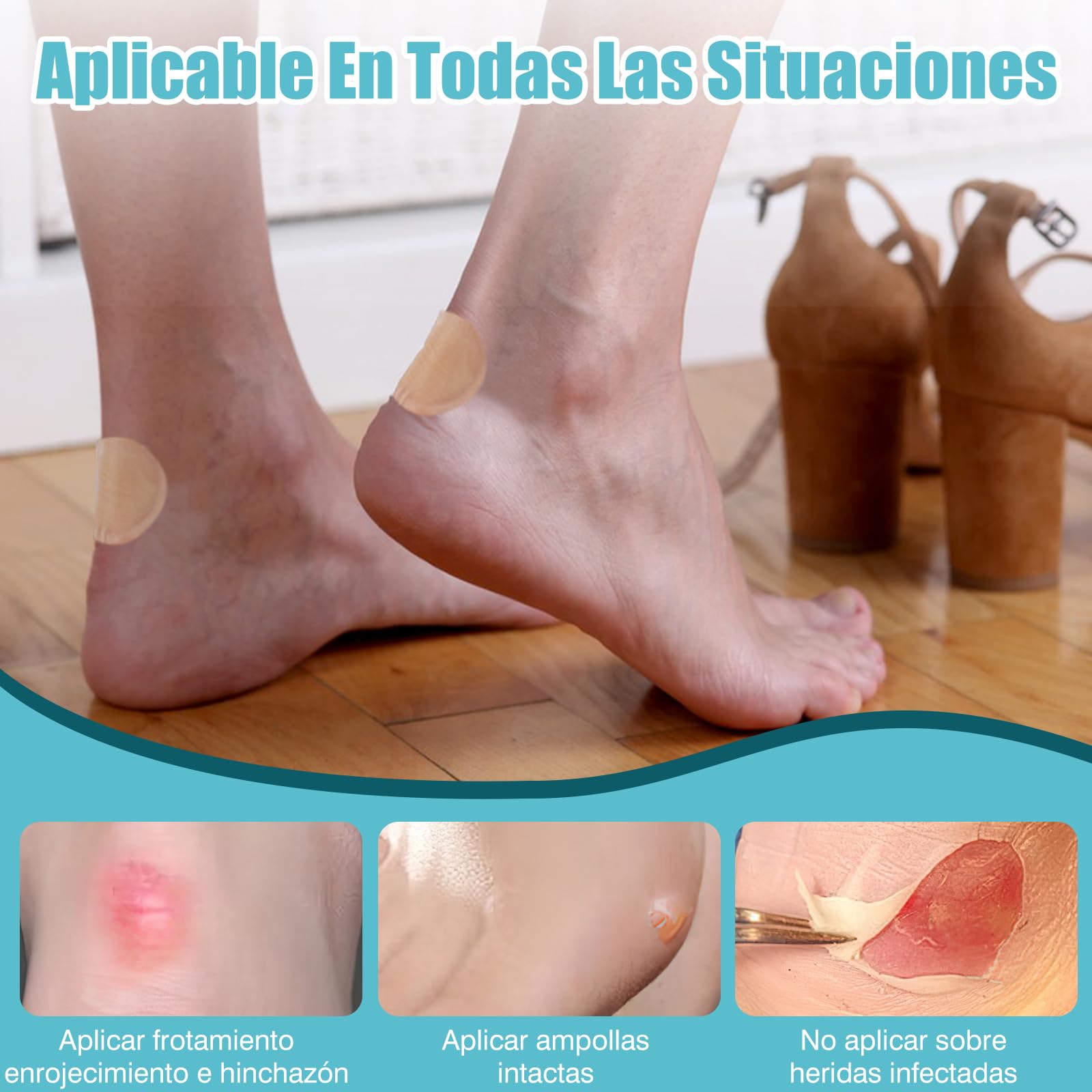 VEGCOO 22Pcs Vendas de Gel Blíster para Pies, Apósitos Para Ampollas, Invisible Hydrocolloid Gel Blister Bandages, Parches Prevención De Ampollas En Pies, Dedos y Talones