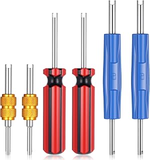 6Pcs Valve Core Removal Tool Kit, Spool Removal and Installation Tool, Schrader Valve Stem Core Remover Tool, Four-Way Valve Tool, Suitable for All Types of Tires