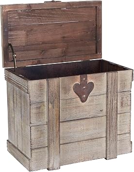 Household Essentials Small Antiqued Decorative Trunk, Gray Finish
