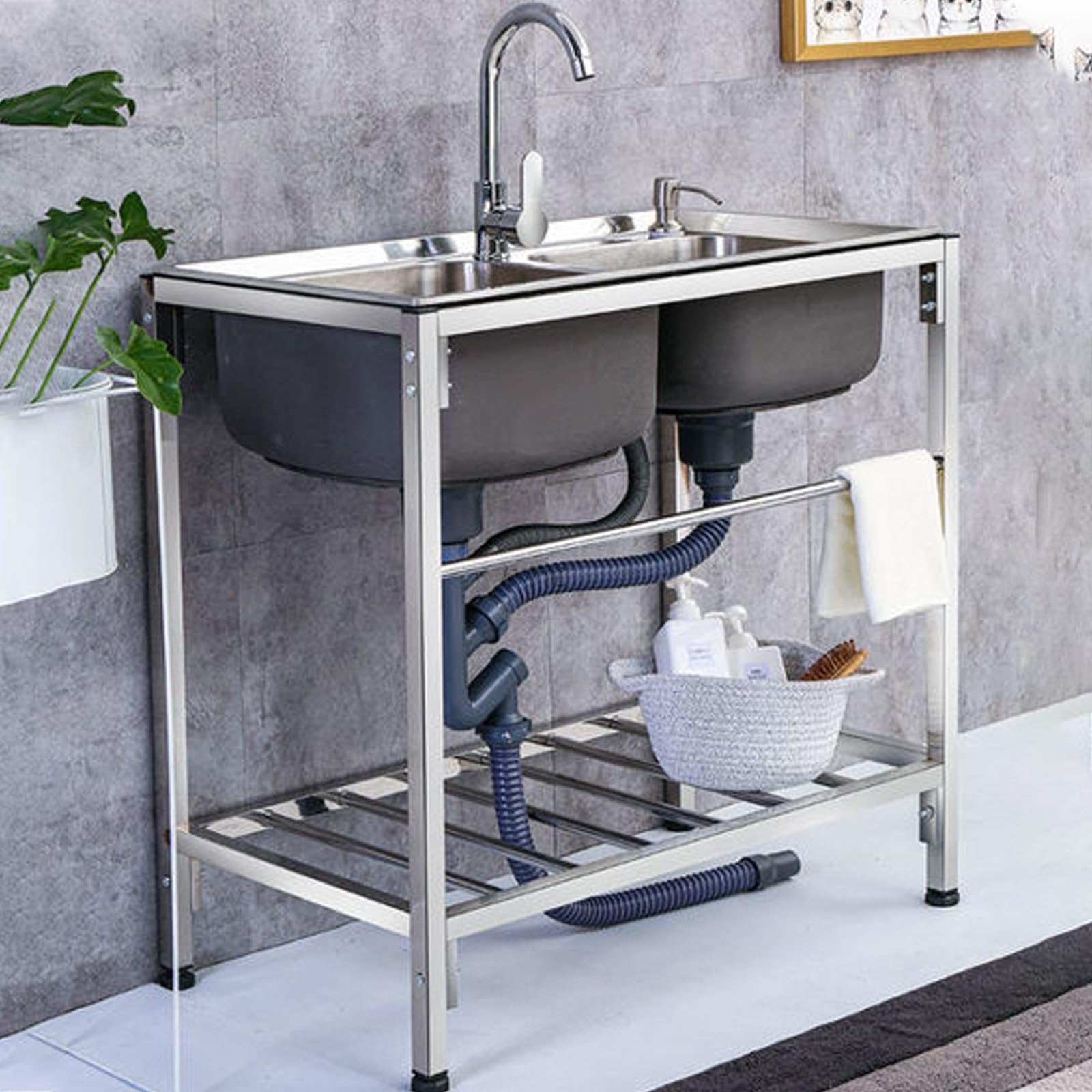Évier de bar à double lavabo en acier inoxydable pour cuisiner dehors sans compromis