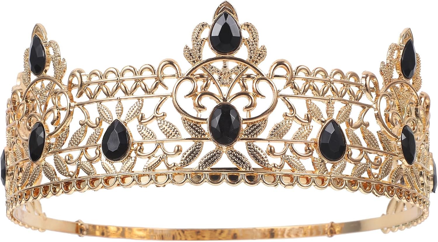 Men’s King Crown Headwear, Vintage Alloy Large Baroque Prince Circlet, Reusable Costume Crown for Birthday, Prom, and Performance, Gold and Black