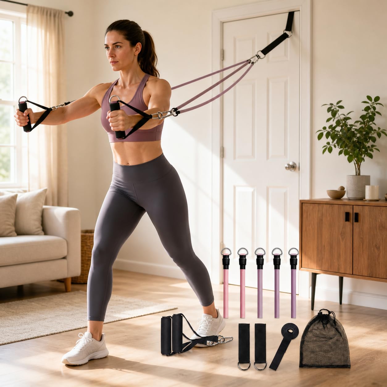 Bande Elastiche di Resistenza Regolabili | Impugnature ergonomiche, Corde Per Allenamento, Ginnastica posturale, Per Personal