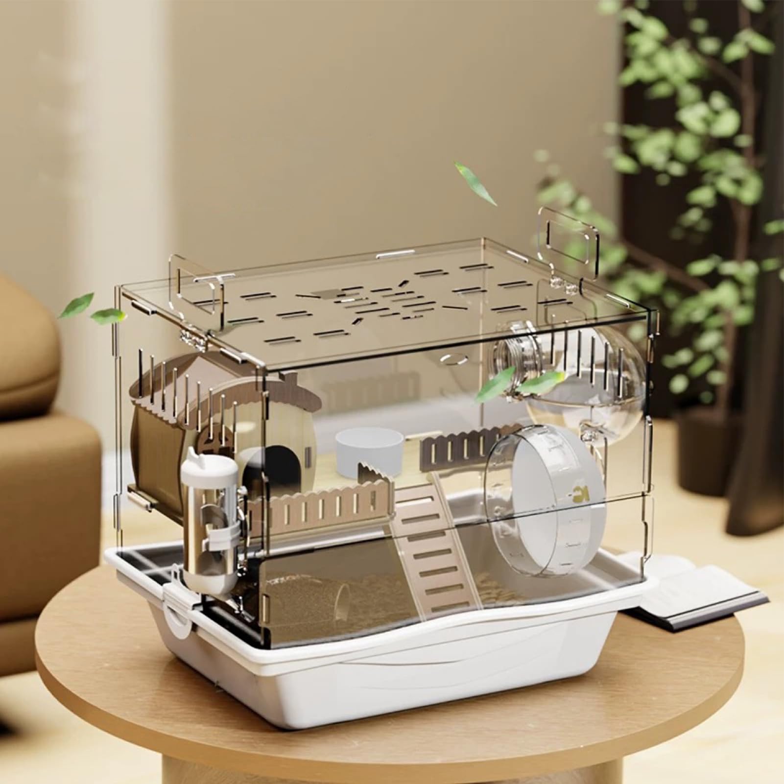 Acryl Hamsterkäfig 2-stöckiges Chinchilla Haus aus klarem Acryl | Igel Käfig Mit Komplettem Zubehör Für Kleintiere wie Mäuse, Chinchillas und Zwerghamster zum Ausruhen sowie zum