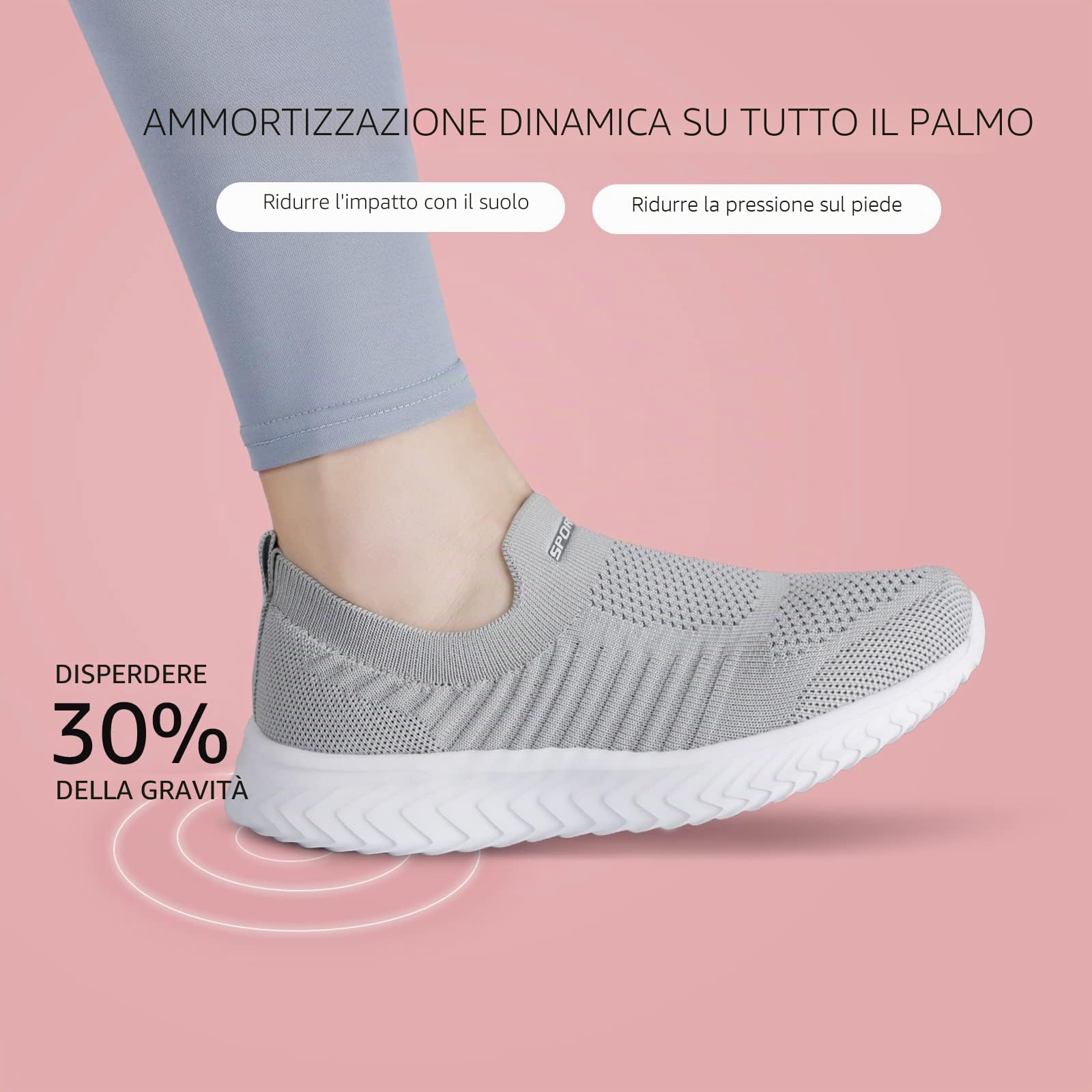 STQ Sneakers Donna Scarpe Senza Lacci Running Ginnastica Comode Tennis Camminare Memory Foam Palestra Memory Foam Scarpe Grigio 41 EU
