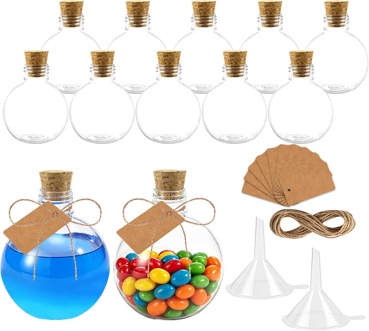10 Pcs 3.4 Oz Mini Plastic Bottles with Cork, Small Sand Art Jar