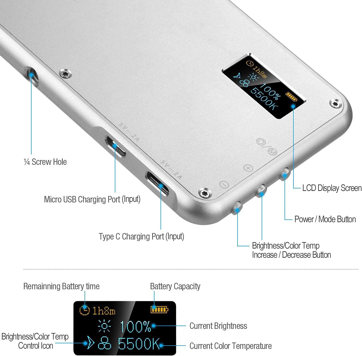 Best Deal Cheap 🛒 ENEGON Camera/Camcorder Dimmable Bi-Color Video Light Panel (180 LED Beads,Built-In Battery,CRI 96+) for Lighting in Studio or Outdoor Photography,3100K to 5500K with OLED Display for All DSLR Cameras