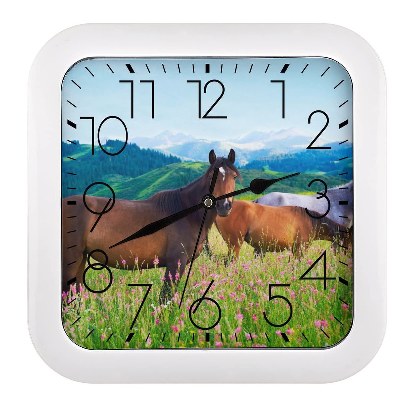 Horloge murale silencieuse Cheval de Prairie pour sublimer votre salon et espace de travail