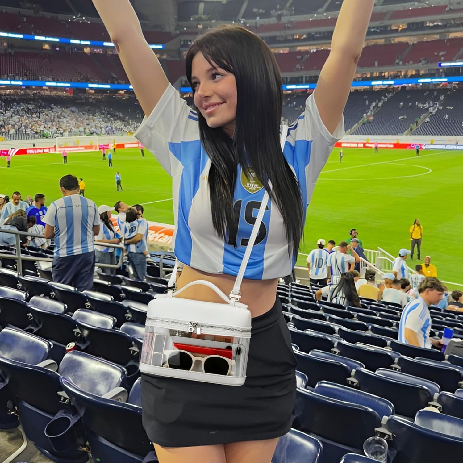 KKXIU Clear Crossbody Bags for Women Stadium Approved Vegan Leather Transparent Purses for Concerts Sports - Image 2