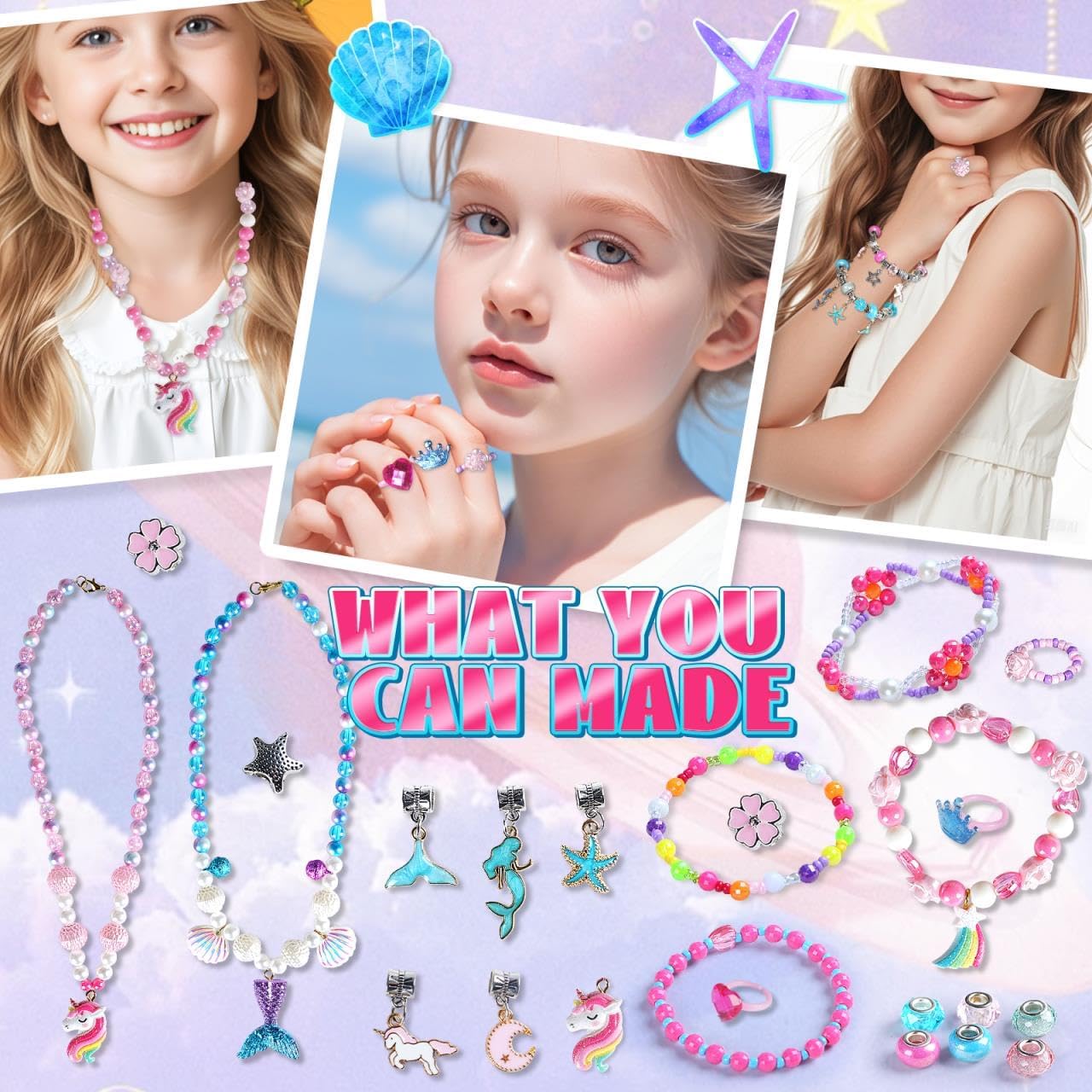 FUNSENLY 2000pcs Charm Beads Bracelet Making Kit for Girls, Jewelry Making Kit for Girls 4-6 8-12, Arts and Crafts Toys for Kids Age 4-8 8-12