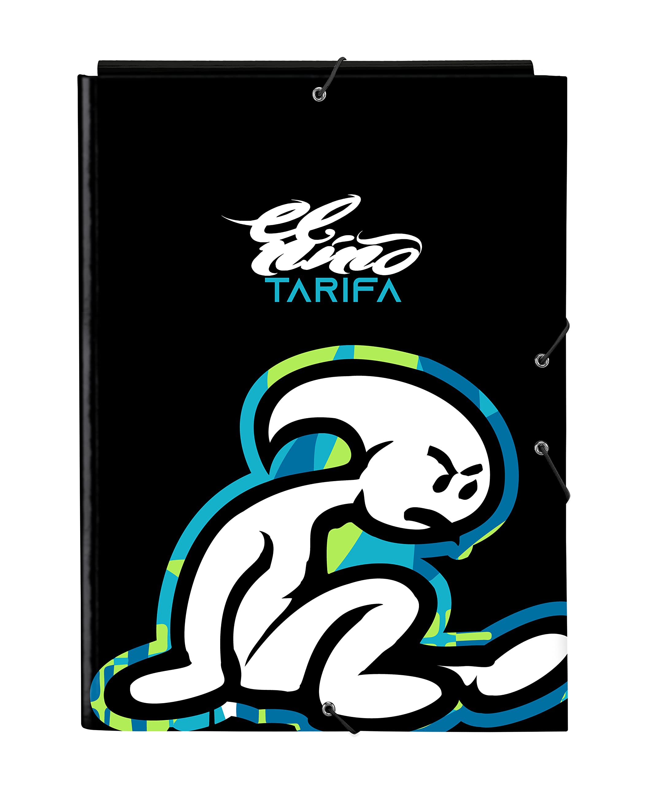 EL NIño Green Bali – Folio Folder with 3 Flaps, Ideal for Children of Different Ages, Comfortable and Versatile, Quality and Strength, 26 x 36.5 cm, Black
