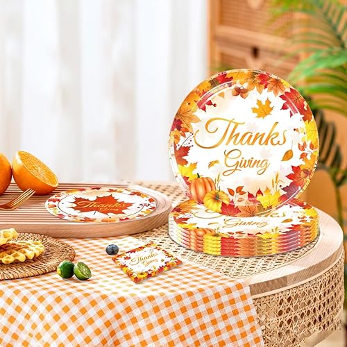 Miniatura 3 de 48 piezas de decoración de fiesta de Acción de Gracias, juego de vajilla para fiesta de Acción de Gracias, suministros de fiesta temática de Acción