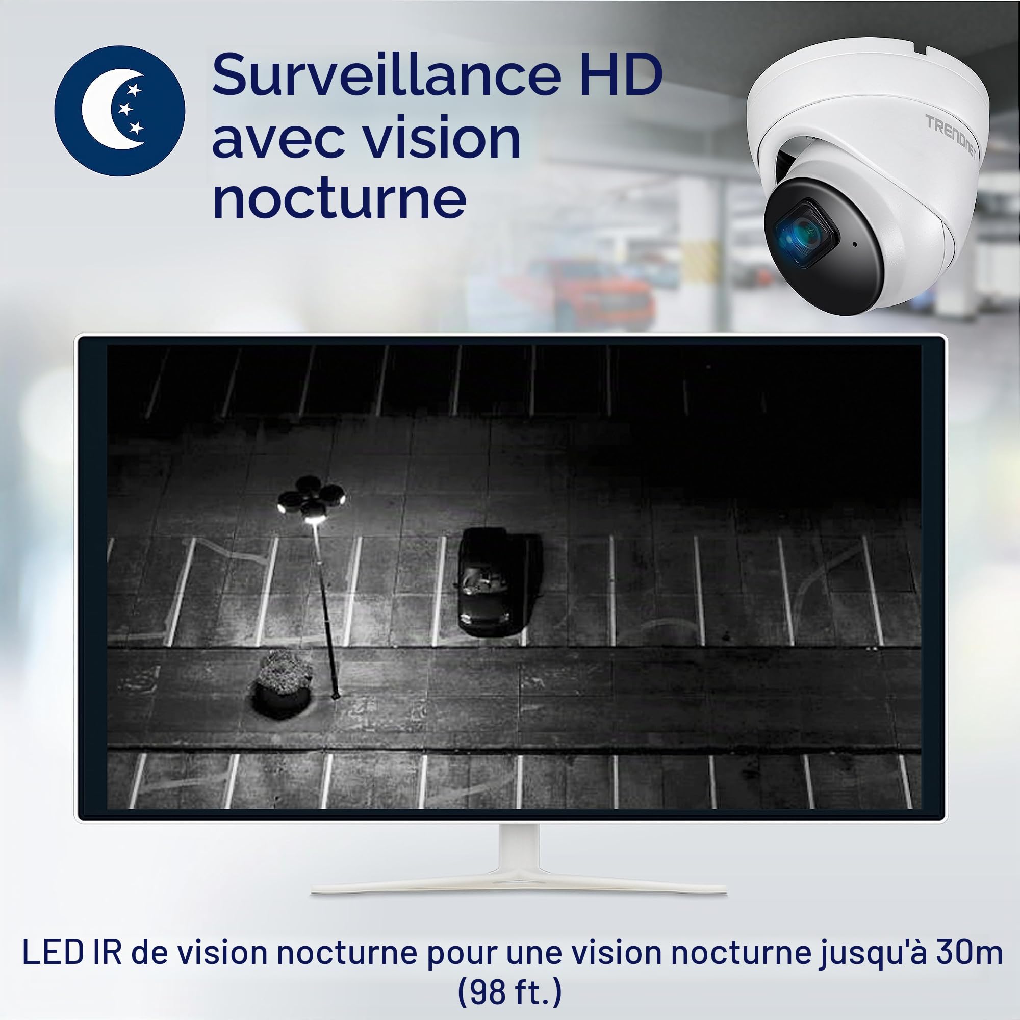 TRENDnet, TV-IP1515PI, Intérieur Extérieur 5MP H.265 PoE IR Caméra réseau à Tourelle Fixe, boîtier classé IP66, Vision Nocturne IR jusqu'à 30 m (98 Pieds)