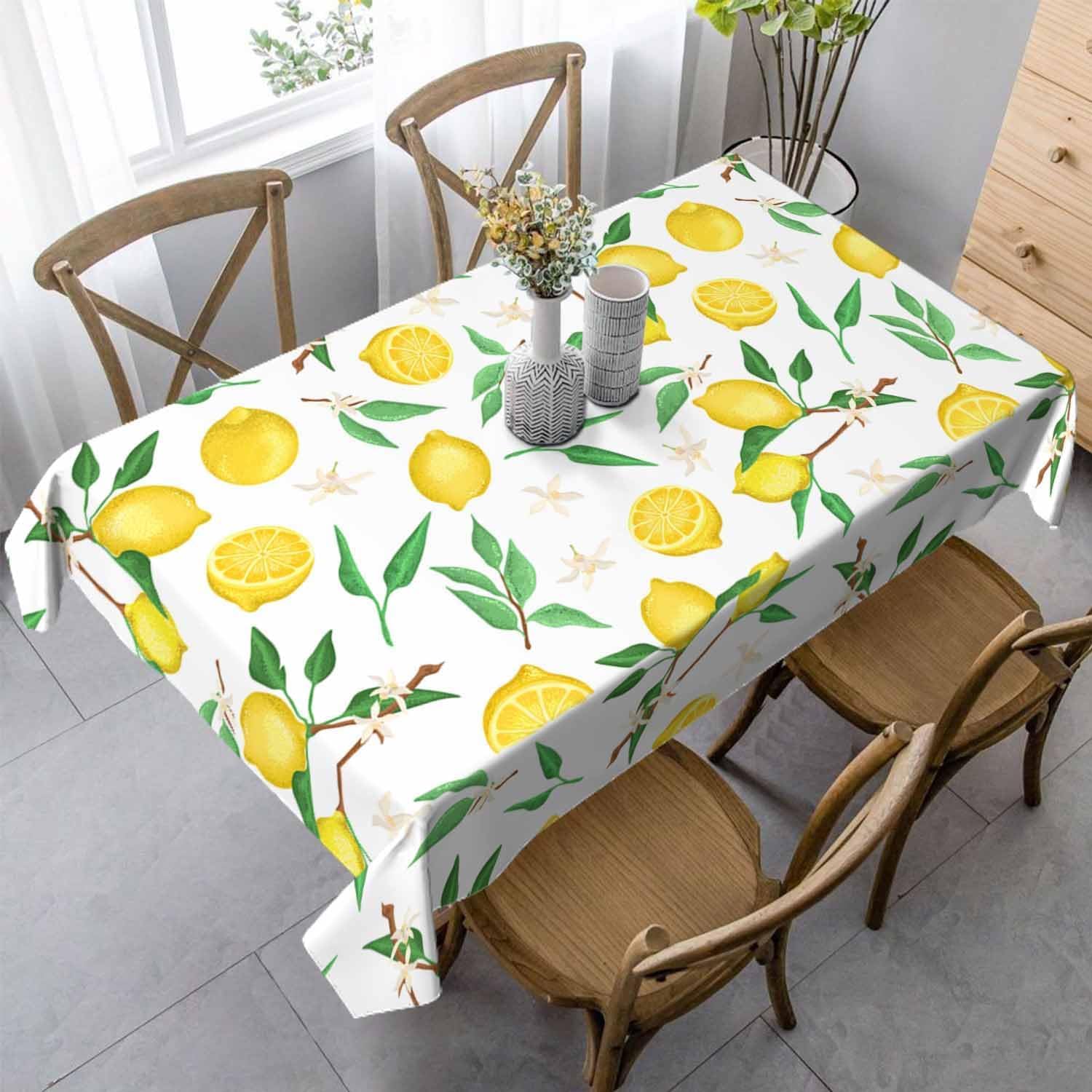 Tovaglia Antimacchia 300x140 cm Rettangolare Limoni Tovaglie Impermeabile 3 Metri Copritavolo Poliestere Protezione Tavolo Limone, per Feste (12-14 Posti) a-2738