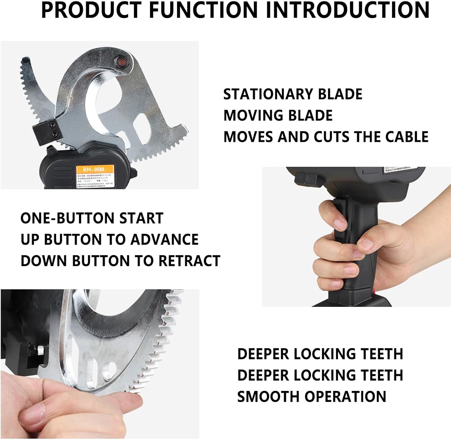 18V5ah Ratchet Cable Cutter, Heavy-duty Battery-powered Portable Copper Cable Cutter, Alloy Steel Blade.(BM-50M)