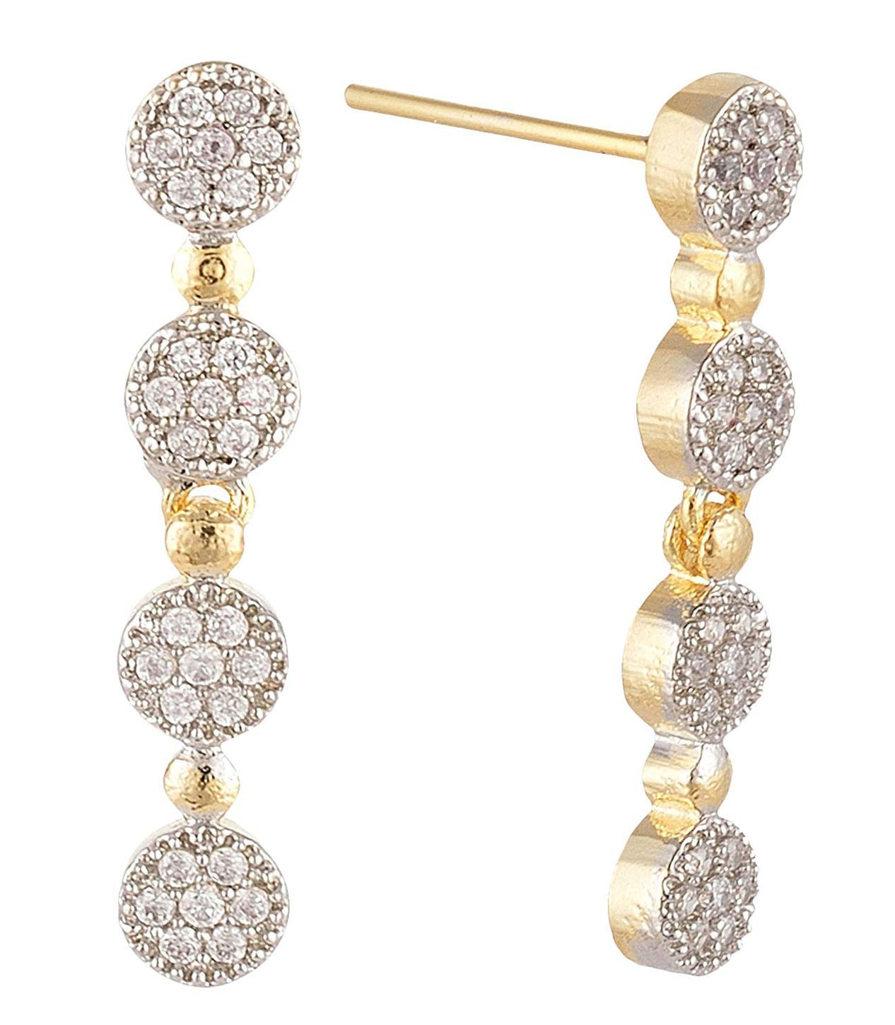 SKN Silver and Golden American Diamond Dangle & Drop Alloy Earrings for Women & Girls (SKN-3233) (B073WWBMNJ) Amazon Price History, Amazon Price Tracker