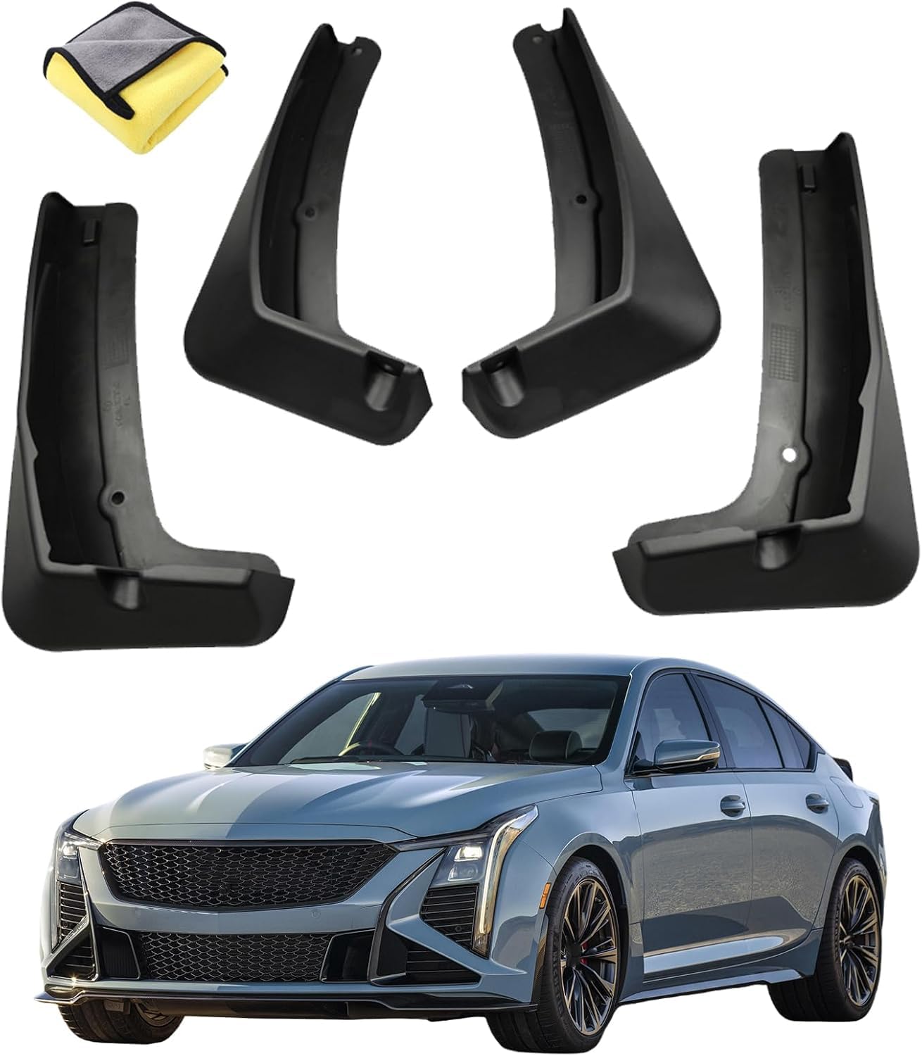 RSCBB 4 Pcs Car Mud Flaps Splash Guards for Cadillac CT5 2019-2024, Easy Installation Mudguards Front Rear Mud Flaps Splashproof Waterproof Car Accessories