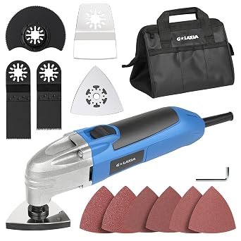 Oscillating Tool, 1.6A Oscillating Multi Tool with with Tool Bag, 3 Oscillation Angle, 12 Piece Accessories Scraping, Grinding, Sanding, Cutting