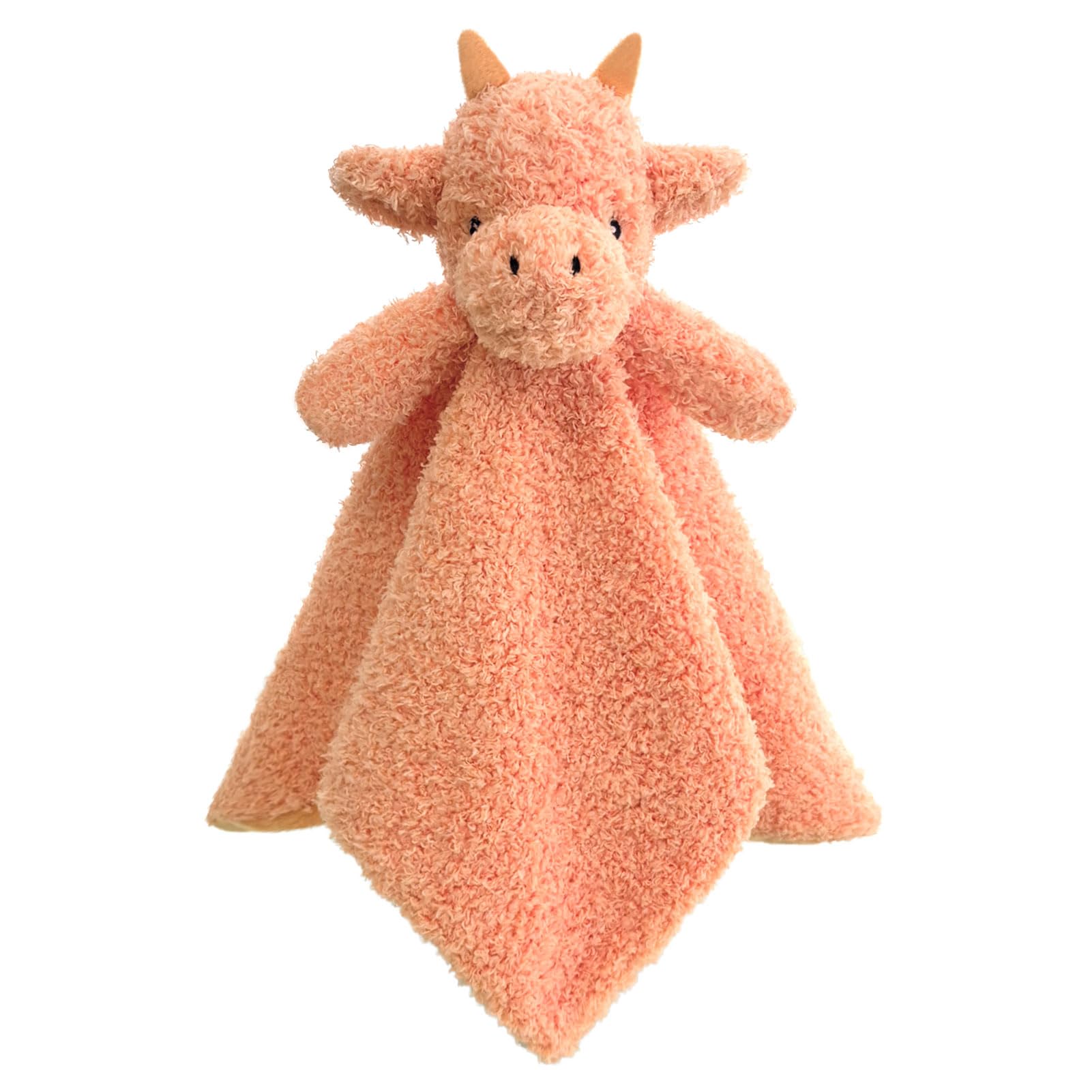 Baby Orange Dragon Soft Stuffed Animal Security Blanket, Plush Dinosaur Character Lovey Blanket, Baby Shower/Nursery Gift, Newborn Infant Toddler Snuggle Blankie for Boys Girls, 14 Inches