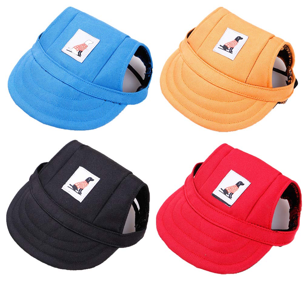 sensiya Dog Baseball Caps 4 Pieces Adjustable Dog Hat for Small Dogs Plain Dog Sun Hat Dog Apparel & Accessories Cat Outdoor Sport Sun Protection Hats (Small)