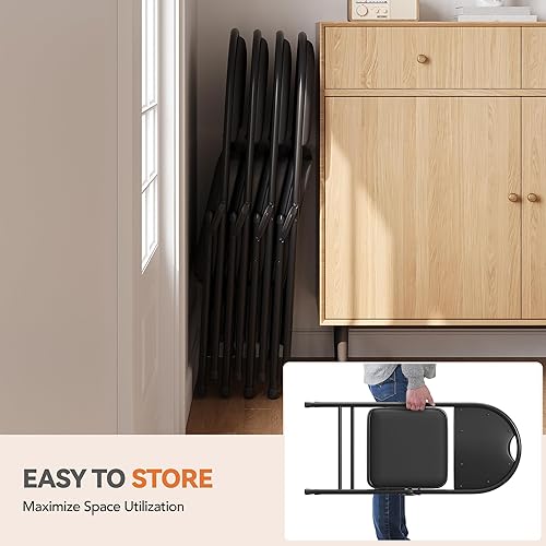 Miniatura 6 de GAOMON Paquete de 4 sillas plegables para tarjetas, cojín acolchado de poliuretano grueso, patas de metal y almohadillas antideslizantes, asiento