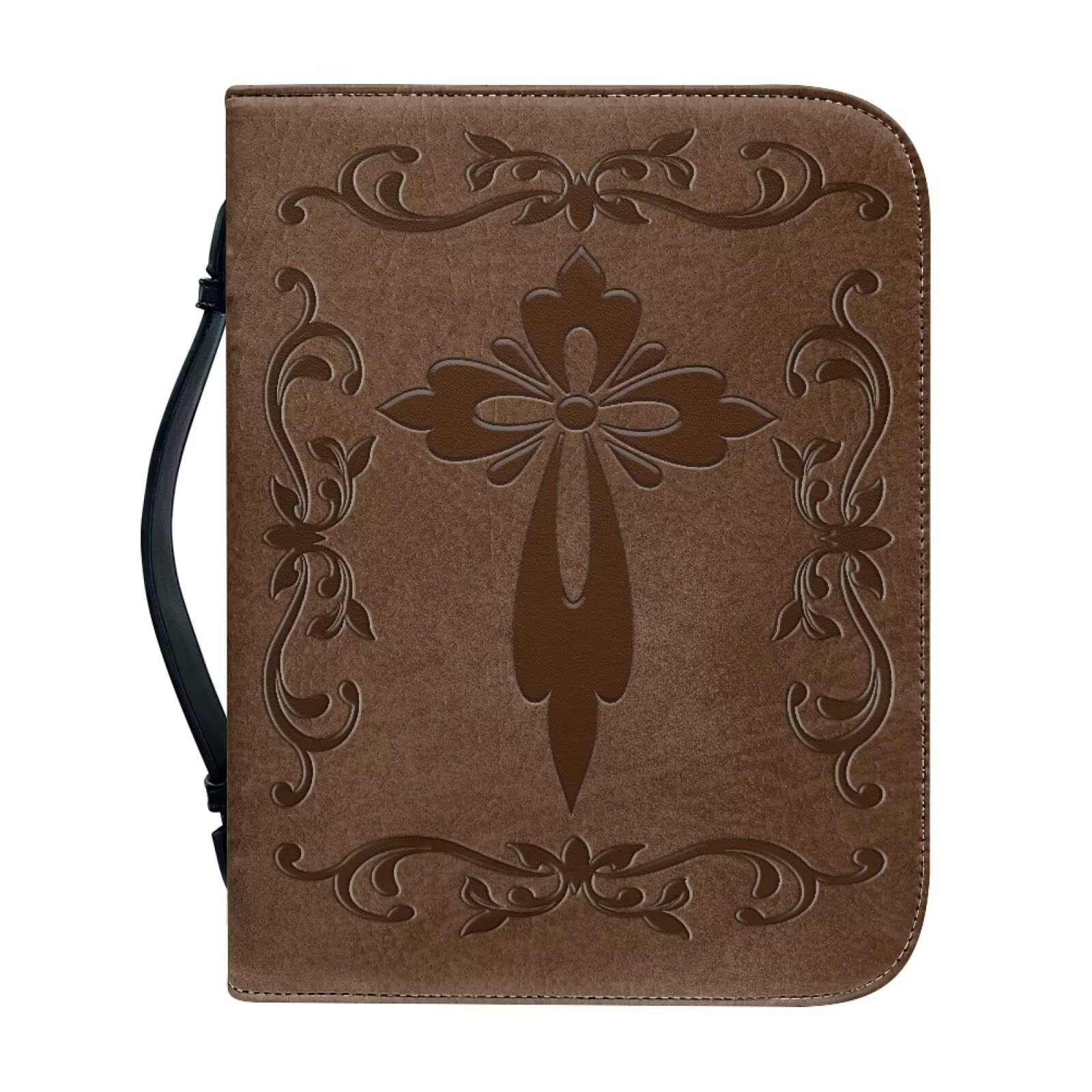 Talayituse Bible Covers for Women Men PU Leather Bible Case Bible Bag Tote Book Carrying Case Christian Bible Accessories, Cross Floral - Let Your Faith Be Bigger Than Your Fear, XXL — image 1