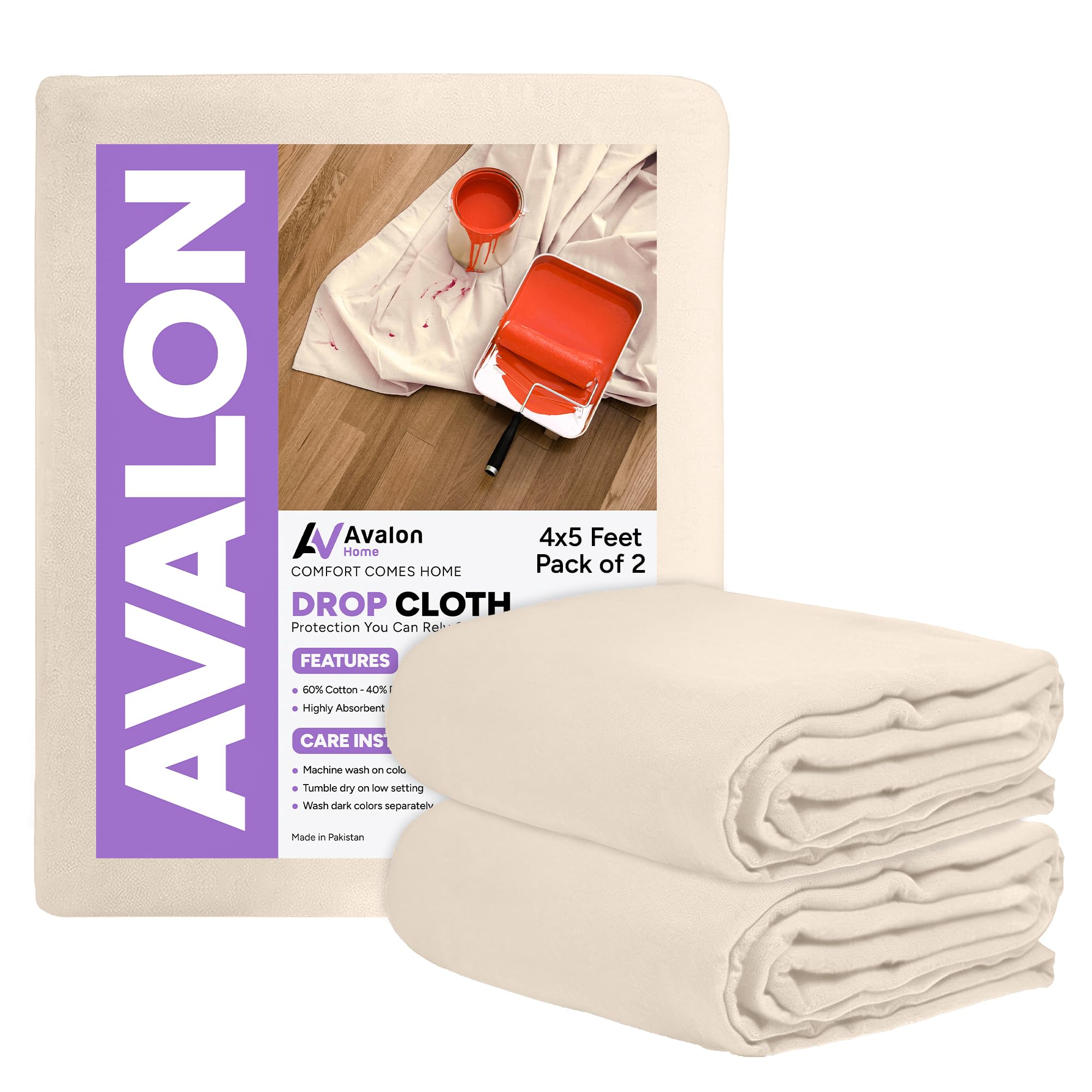 Canvas Drop Cloth for Painting 4x5 feet Pack of 2