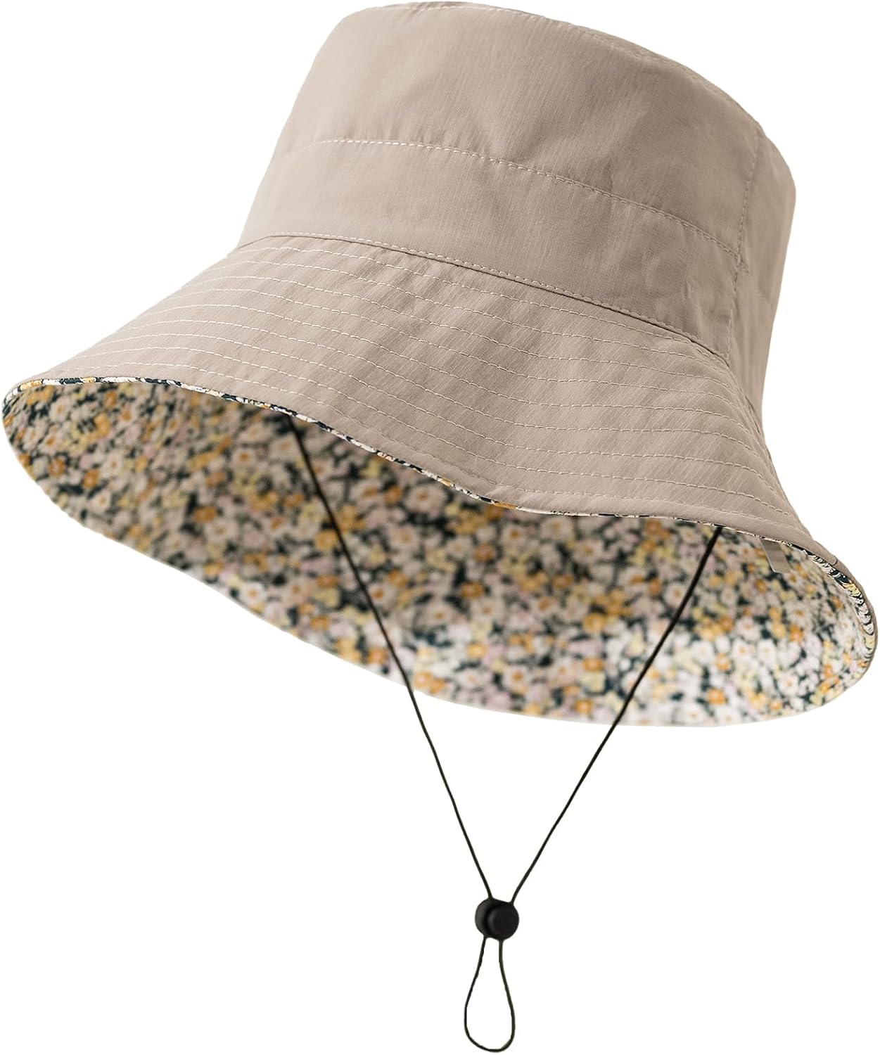 Lightweight Soft Women's Sun Hat, Floral Print UPF50+ UV Protection Bucket Hat, Foldable Portable, for Beach Vacation image 3