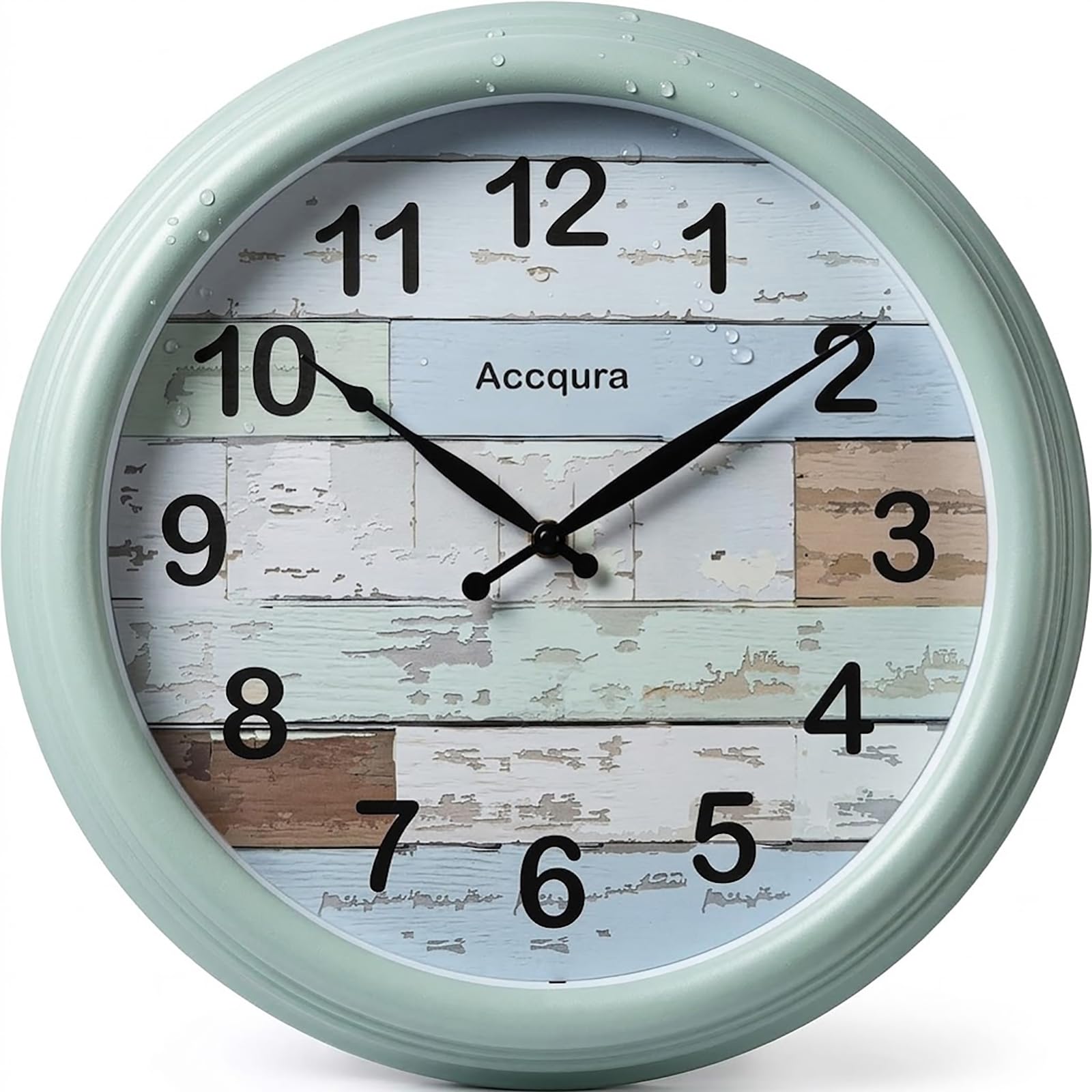 Wanduhr FüR DraußEn Wetterfest, Groß Outdoor Uhr Garten Aussen Retro Wasserfest Wall Clock Dekor FüR draußen Terrasse Bad Badezimmer KüChen- 39cm- Mintgrün