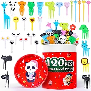 120PCS Animal Food Picks for Kids, Vicuna R Toddler Food Picks BPA-Free, Fun Kids Food Picks for Bento Box, Reusable Cute ...