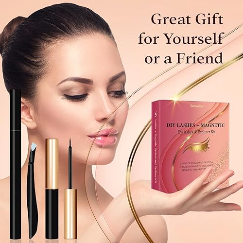Miniatura 4 de Kit de pestañas magnéticas y delineador de ojos para pestañas de aspecto natural, kit de delineador magnético, reutilizables, impermeables,