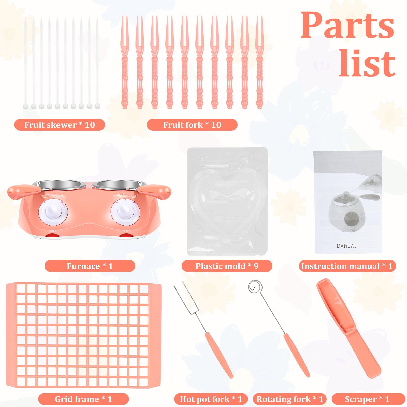 Abizarch Chocolate Melting Pot Portable Mini Electric Chocolate Melter with Double Melting Pot Food Grade Melting Fondue Set Easy Use Chocolate Fondue Fountain Pot for Chocolate Cheese Candy Butter