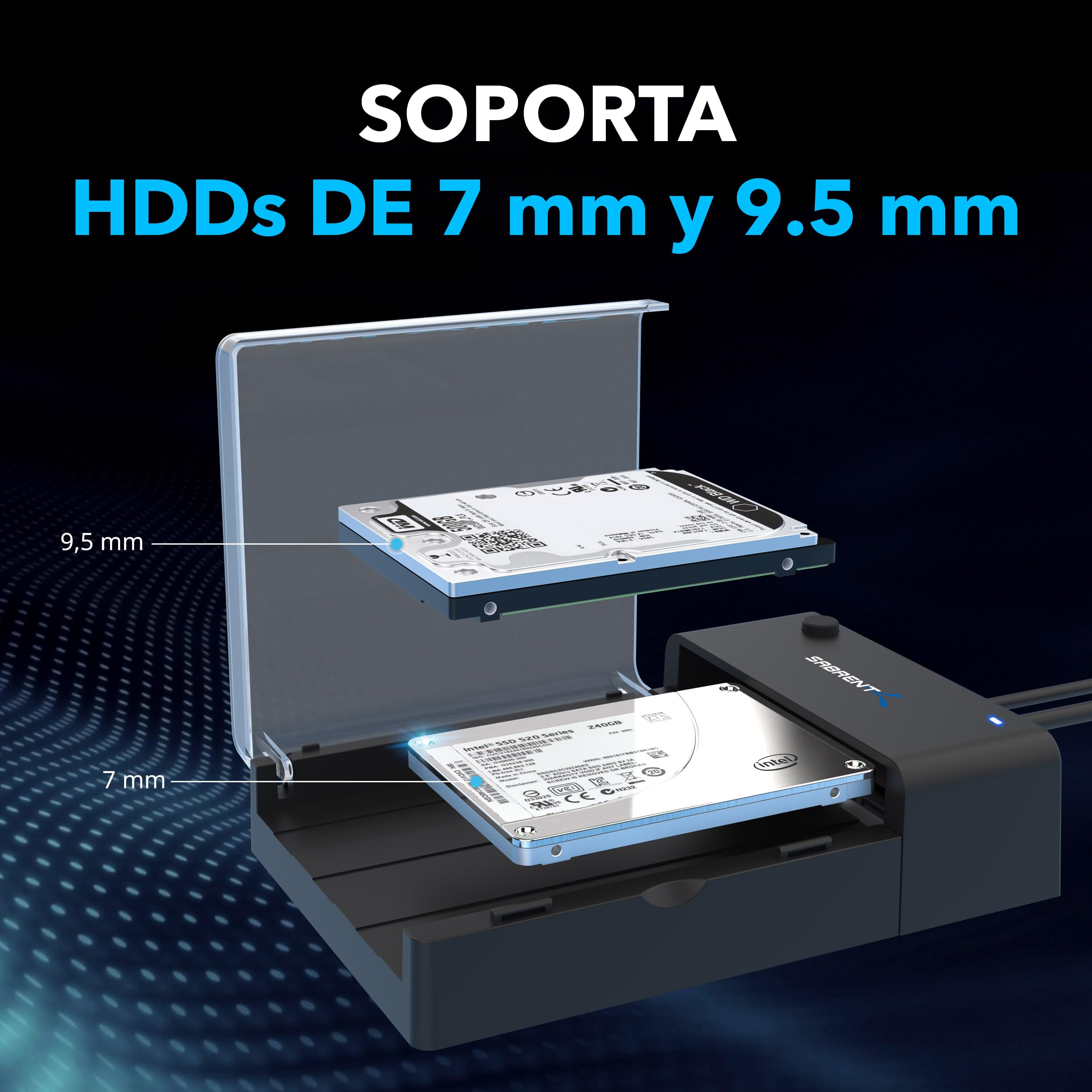 SABRENT Carcasa para SATA SDD/HDD de 2,5/3,5" | USB 3.0 | Soporta UASP y Trim | Instalación sin Herramientas [EC-DFLT]