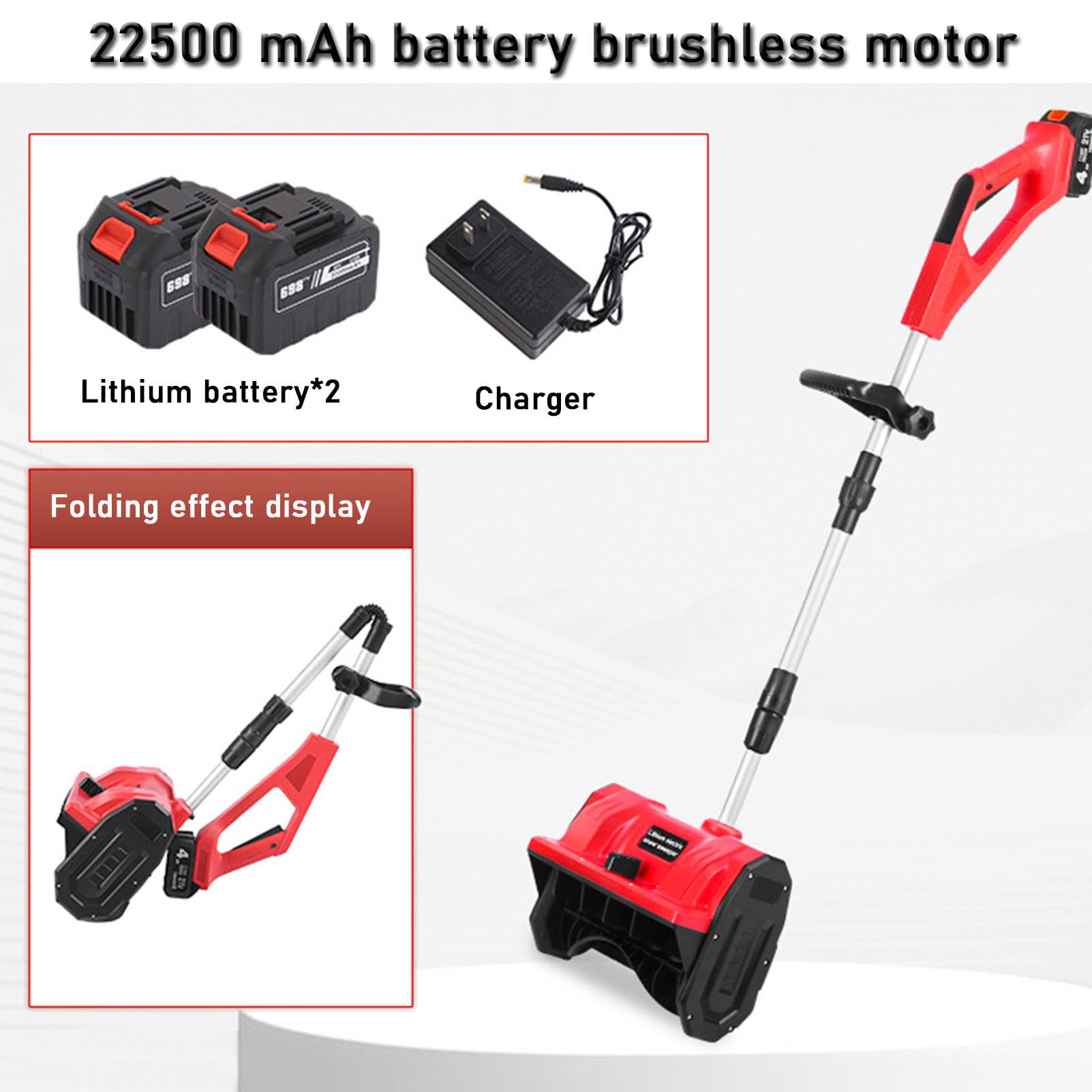 Pala da neve elettrica senza fili, larghezza 32 cm, spazzaneve a batteria con 2 batterie e caricabatterie rapido, piccolo strumento per la pulizia della neve per terrazze, ponti, marciapiedi,2Battery