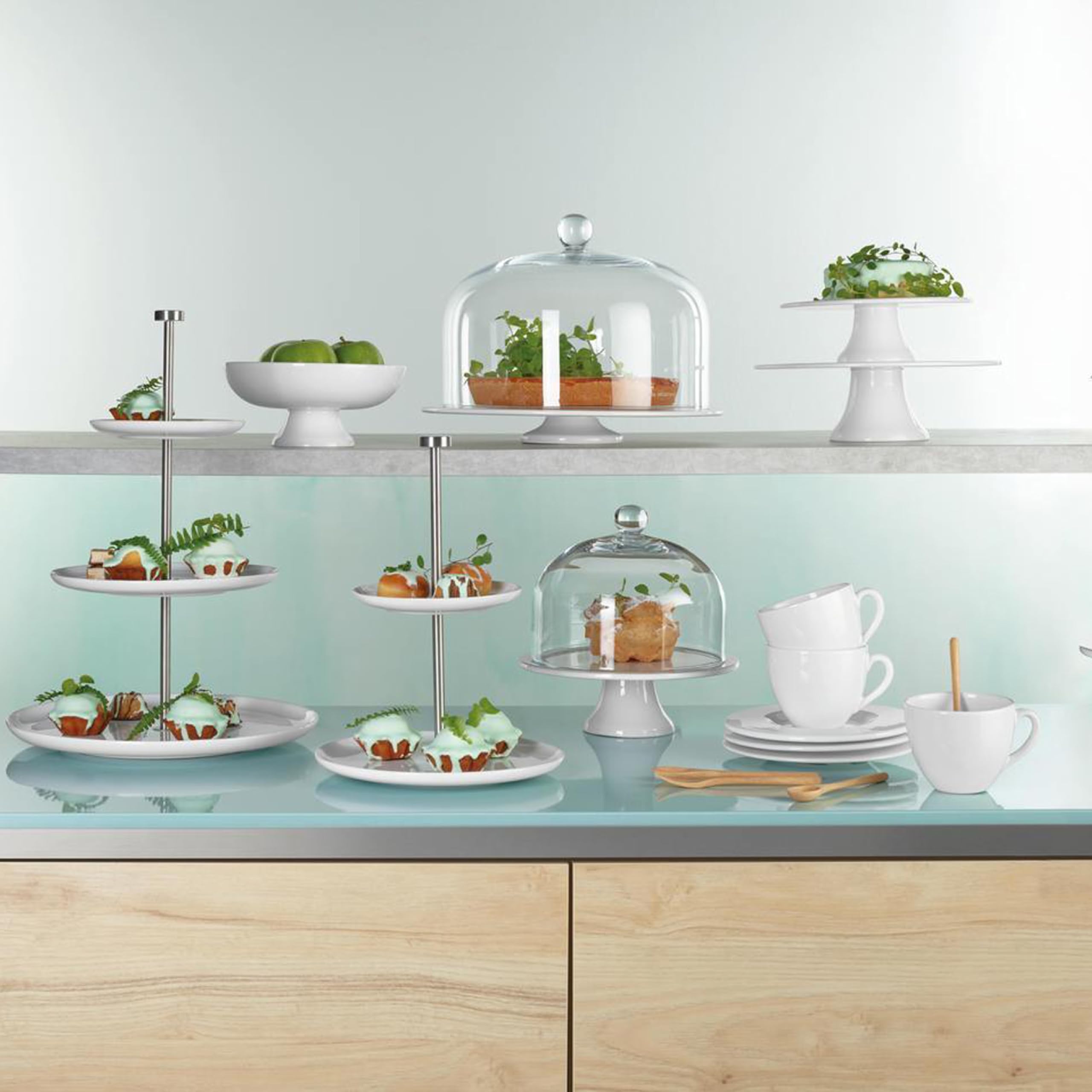 ASA 4797147 Piatto per Torta in Ceramica, 31 x 31 x 28 cm, Colore: Bianco