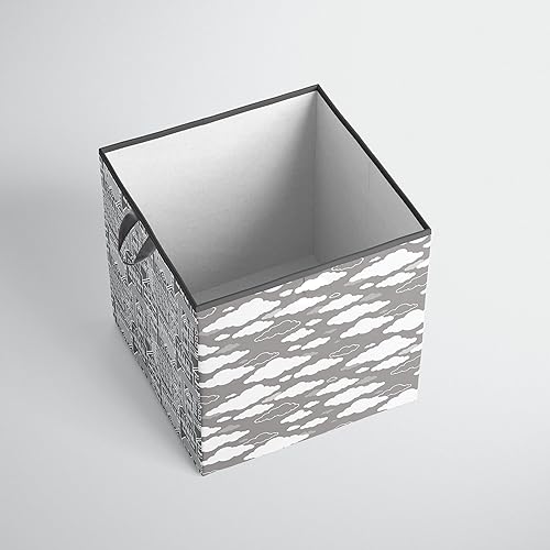 Miniatura 6 de Bacati Clouds in The City - Caja de almacenamiento pequeña, color blanco y gris